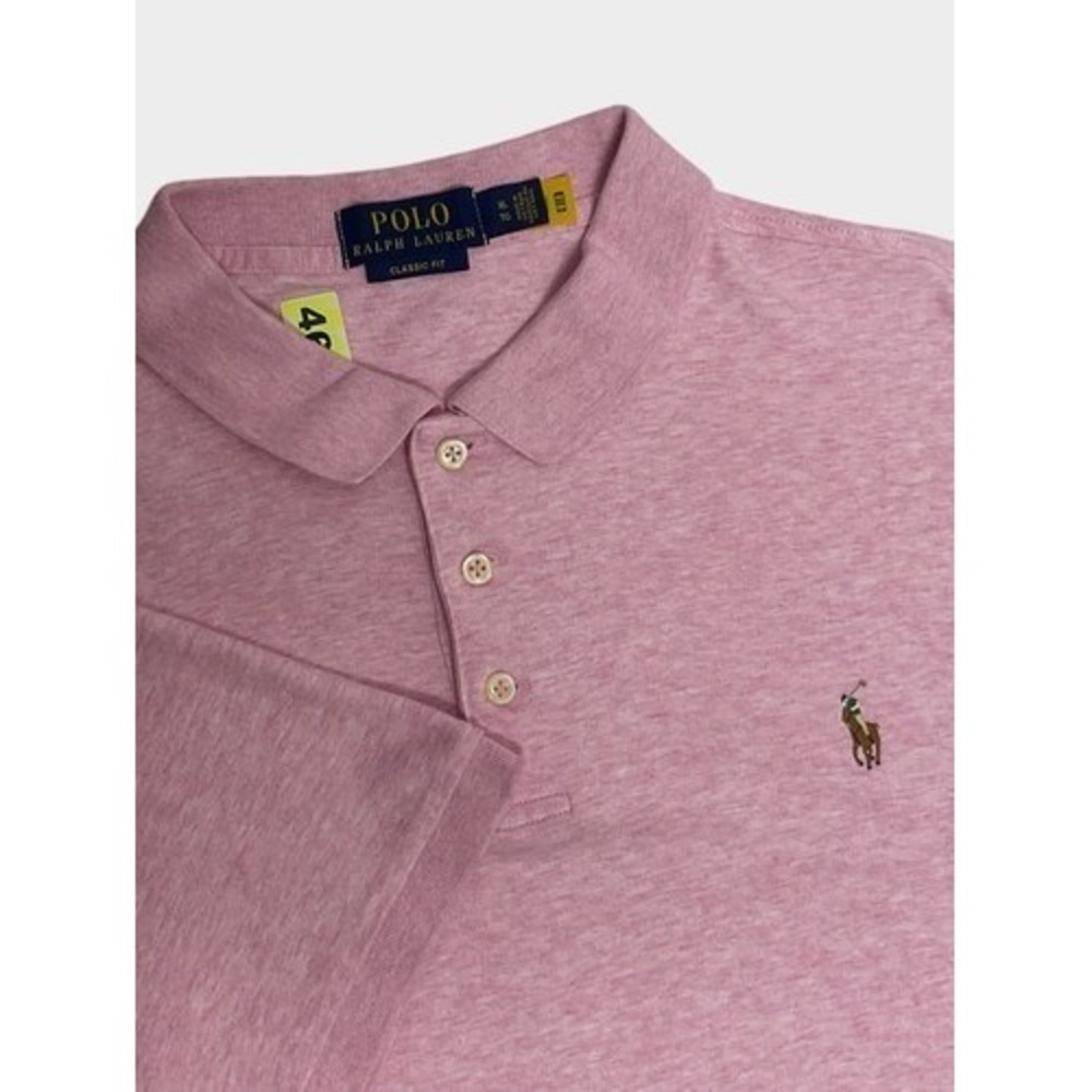 Polo Ralph Lauren Classic Fit Pink Heather Short Slv. Polo Shirt Men XL Vietnam